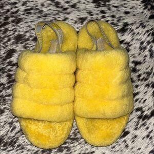 UGG Bright Yellow Fluffy Slippers